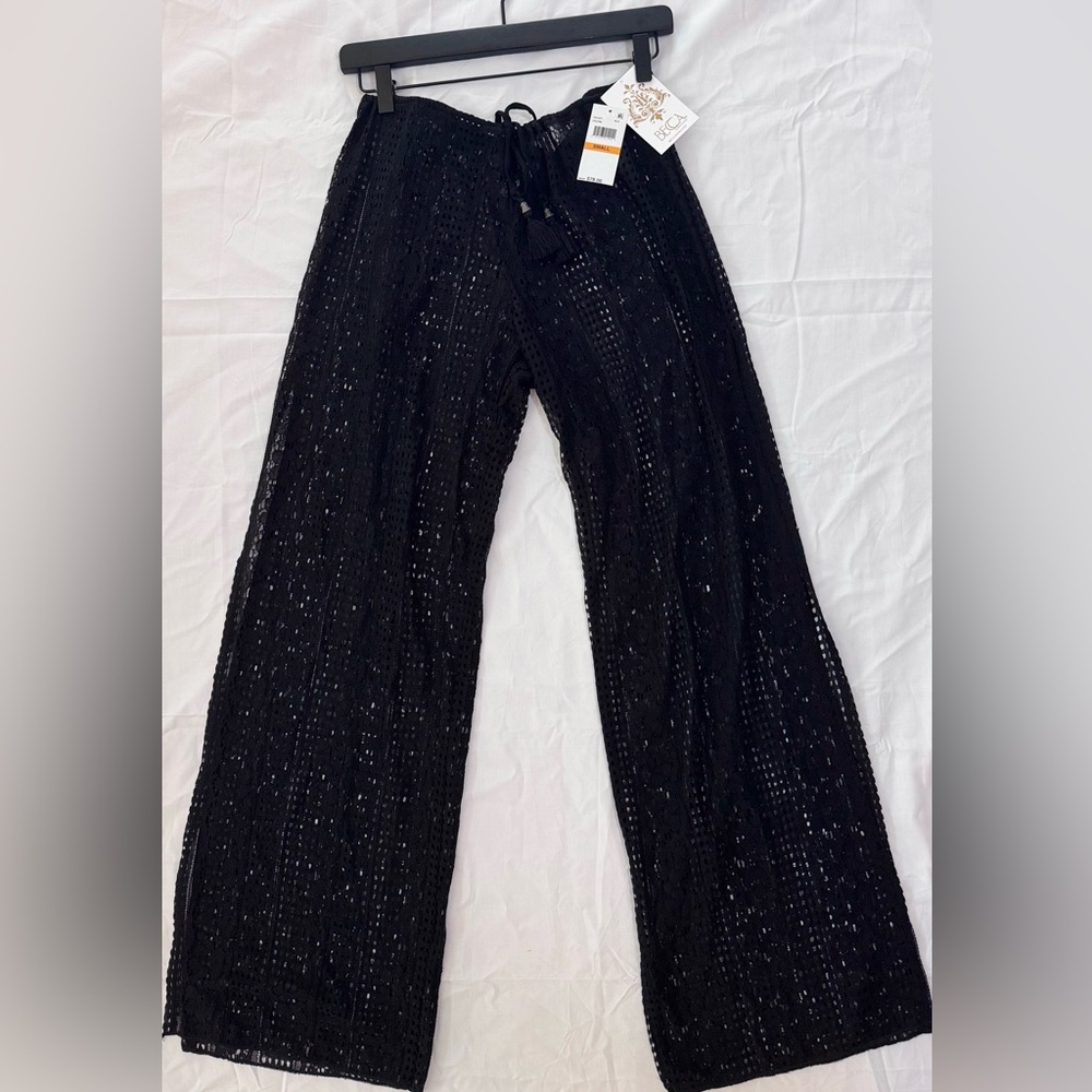 BECCA Black Crochet Swim Coverup Pants